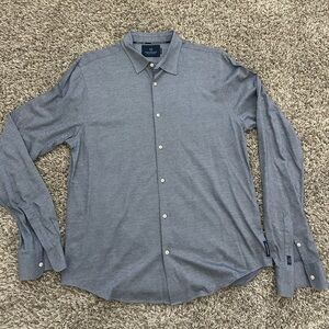 Scotch & Soda Shirt Mens Large Blue Diamond Pattern Long Sleeve Cotton Stretch